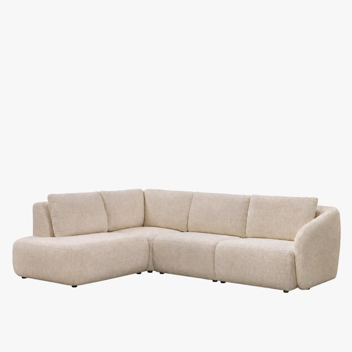 LINDA Canapé d'angle modulable en tissu beige - Angle gauche