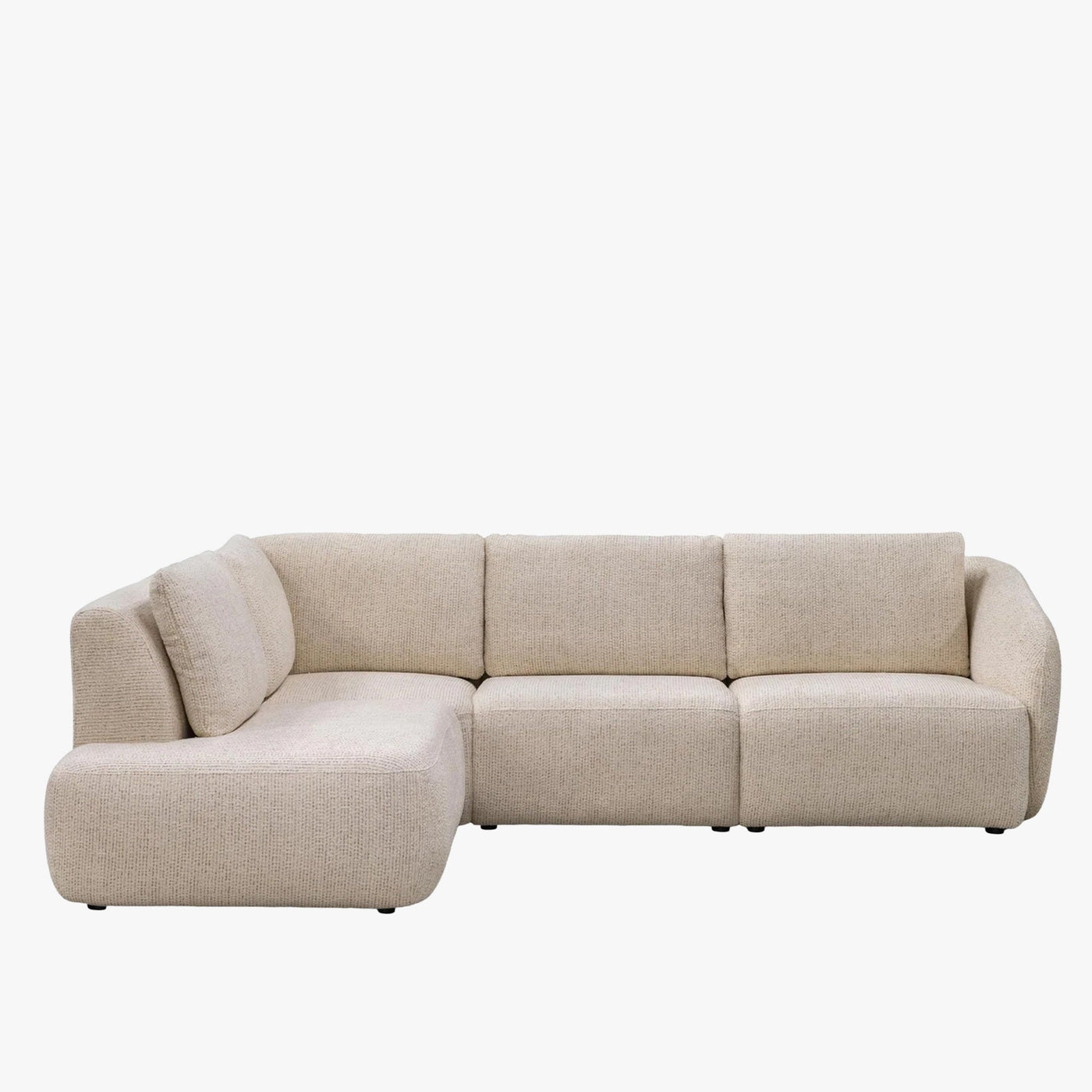 LINDA Canapé d'angle modulable en tissu beige - Angle gauche - Canapés d'angle - Mobilier Deco