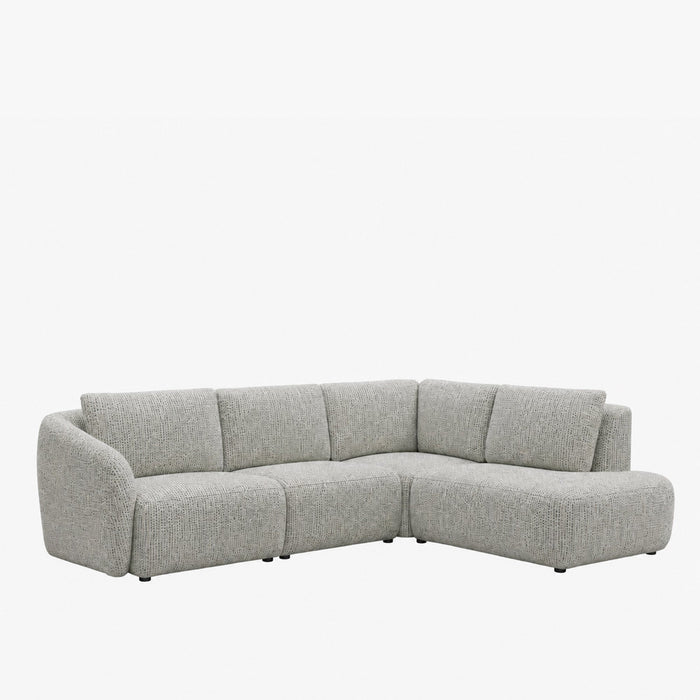 LINDA Canapé d'angle modulable en tissu beige et vert - Angle droit