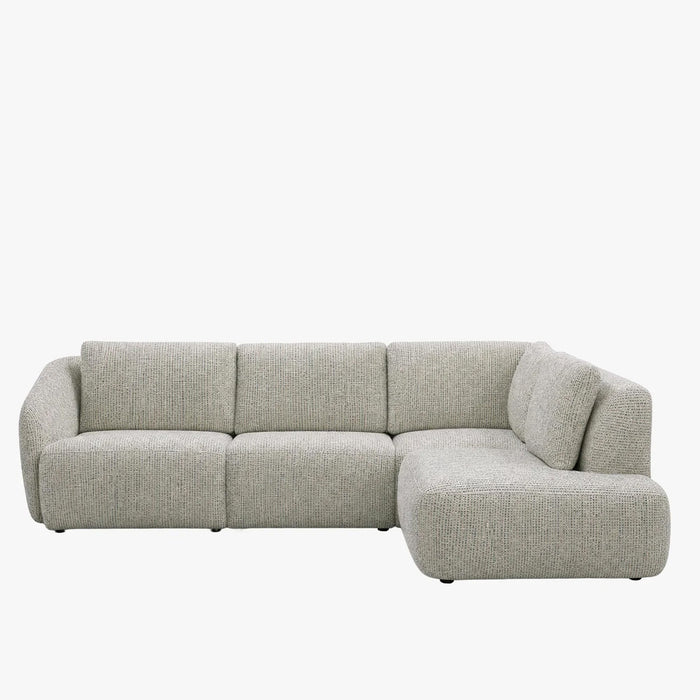 LINDA Canapé d'angle modulable en tissu beige et vert - Angle droit