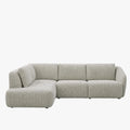 LINDA Canapé d'angle modulable en tissu beige et vert - Angle gauche