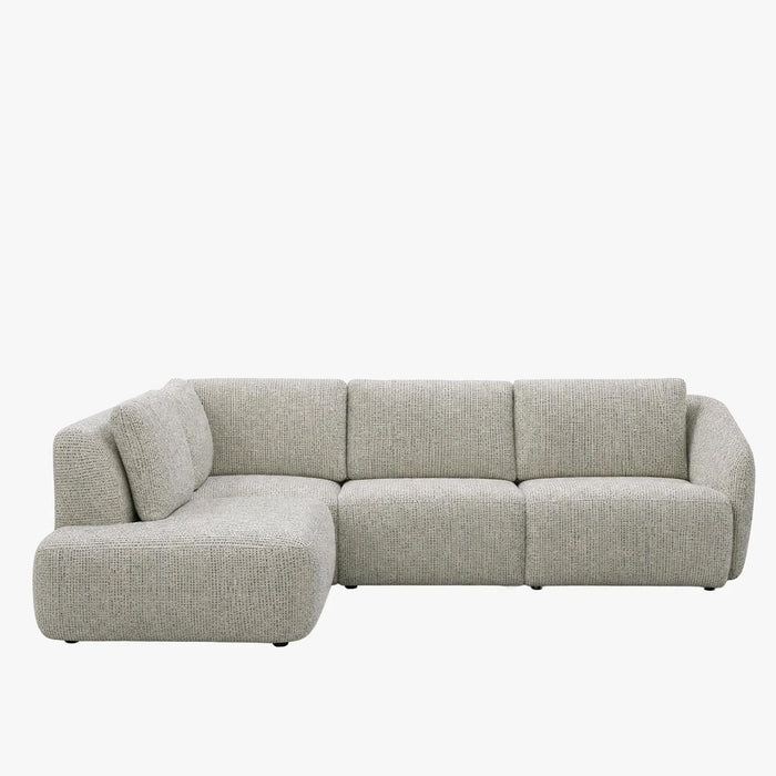 LINDA Canapé d'angle modulable en tissu beige et vert - Angle gauche