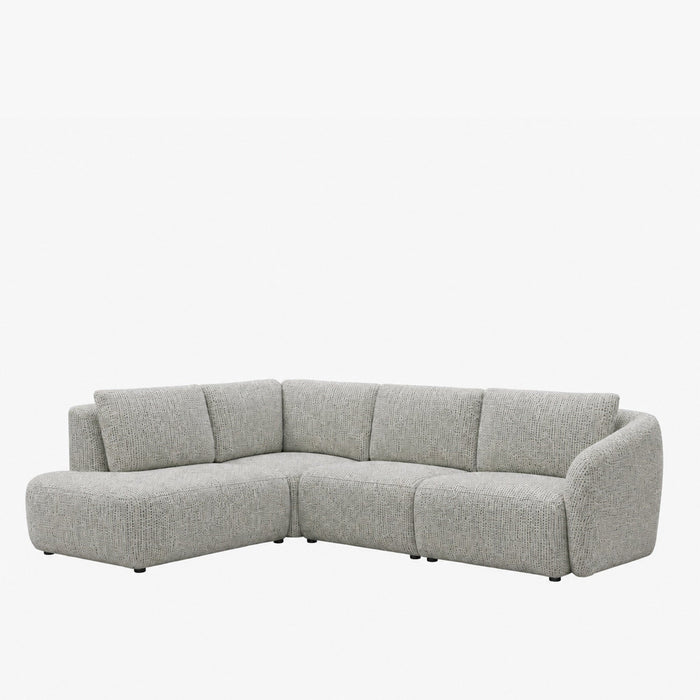 LINDA Canapé d'angle modulable en tissu beige et vert - Angle gauche