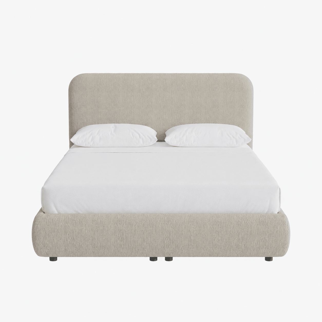 LINE Lit double en tissu beige avec coffre 160x200 cm - Lits - Mobilier Deco