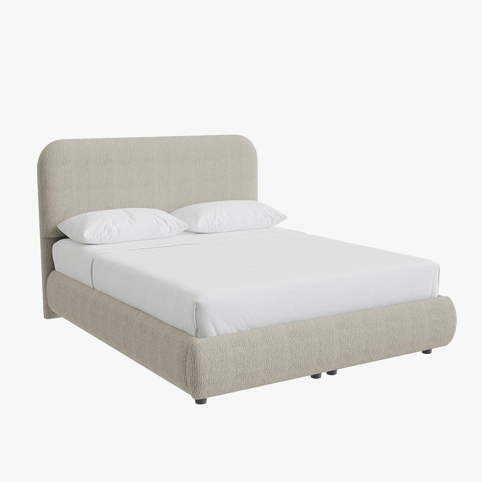 LINE Lit double en tissu beige avec coffre 160x200 cm