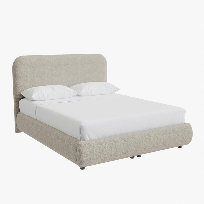 LINE Lit double en tissu beige avec coffre 180x200 cm