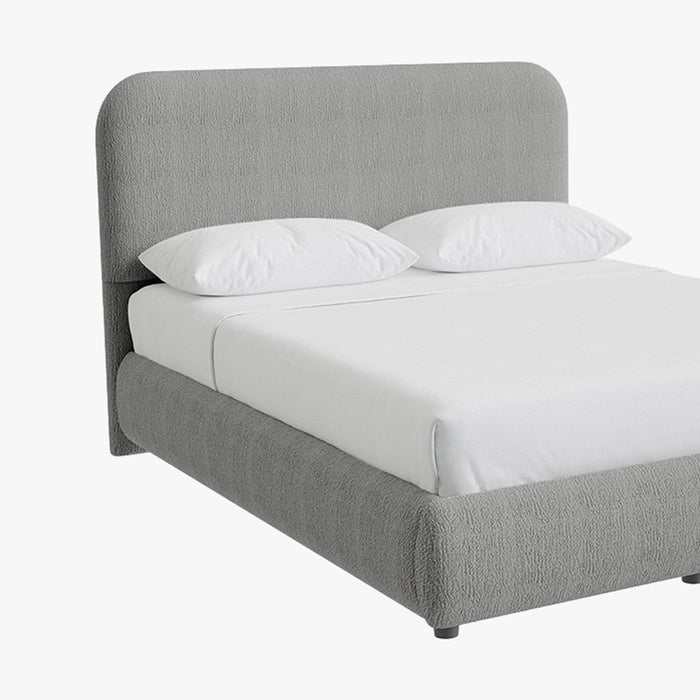 LINE Lit double en tissu gris vert avec coffre 140x190 cm