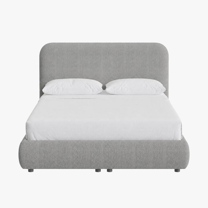 LINE Lit double en tissu gris vert avec coffre 160x200 cm