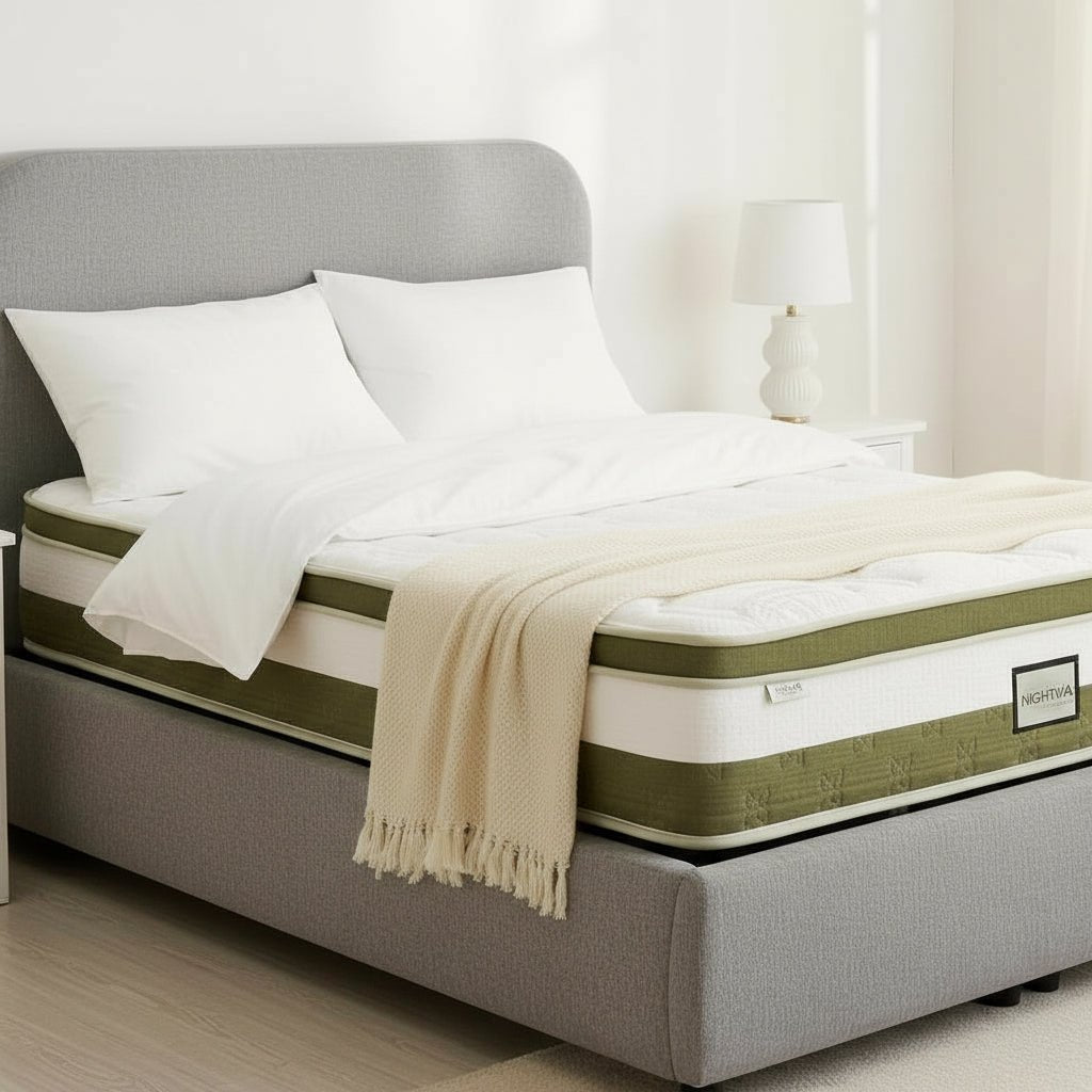 LINE Lit double en tissu gris vert avec coffre 160x200 cm - Lits - Mobilier Deco