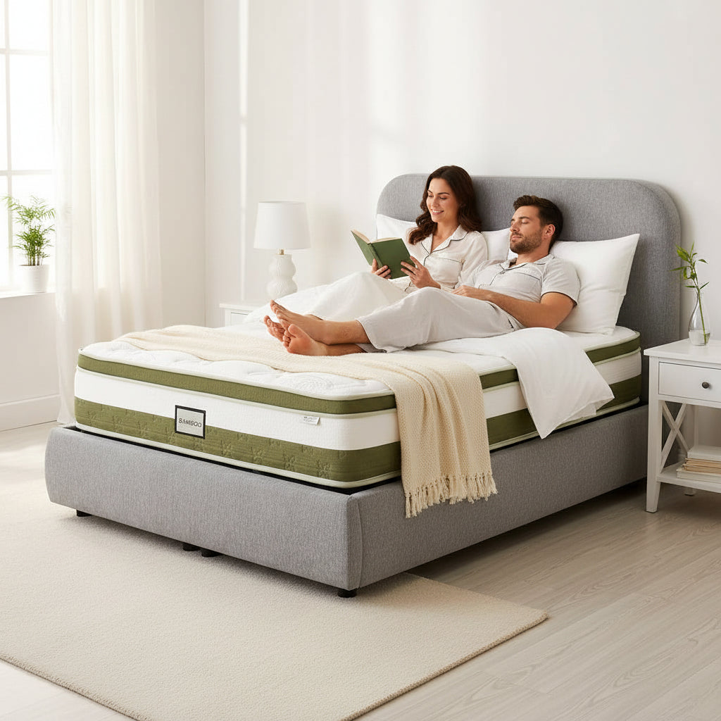 LINE Lit double en tissu gris vert avec coffre 160x200 cm