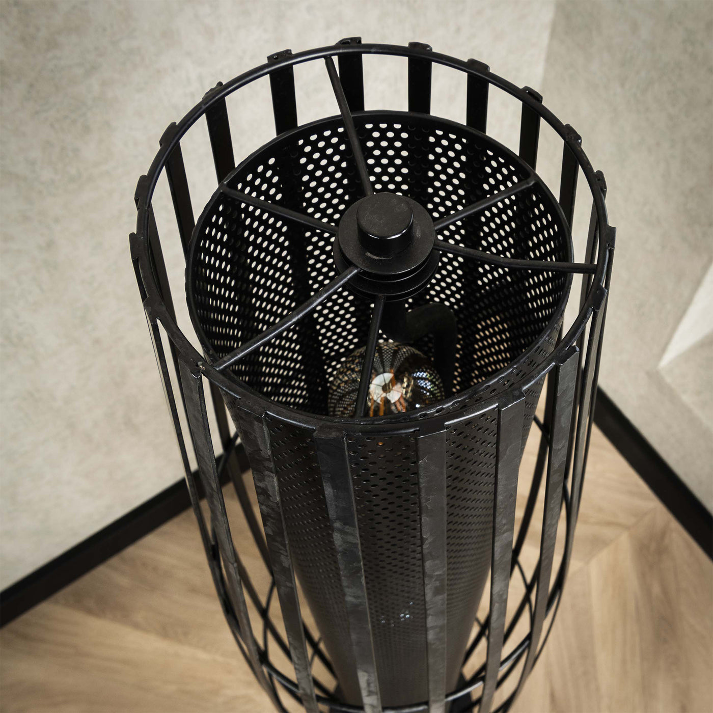 LIORA Lampadaire cylindrique 3 lampes en métal gris foncé 27x120 cm