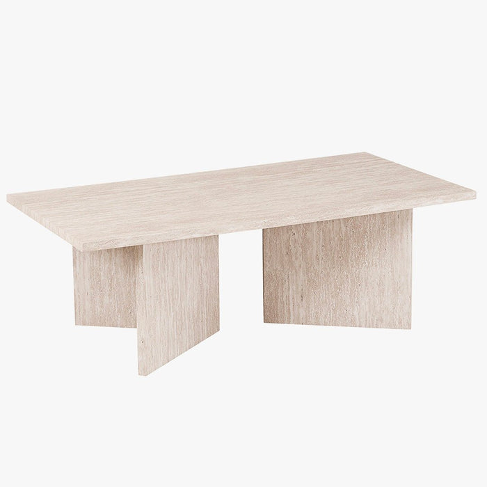 LITAR Table basse rectangulaire couleur travertin beige 125 cm