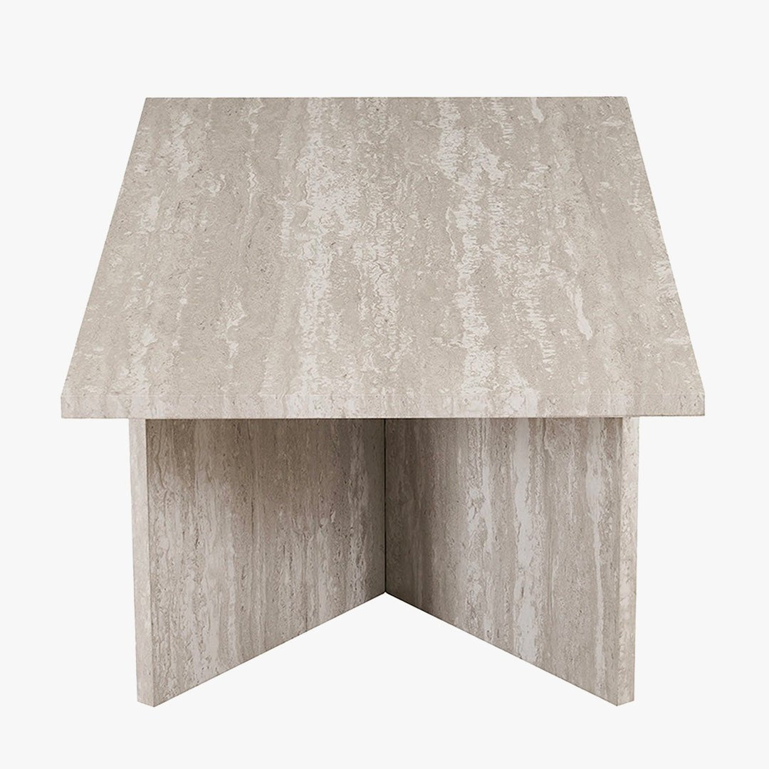 LITAR Table basse rectangulaire couleur travertin gris 125 cm - Table basse - Mobilier Deco