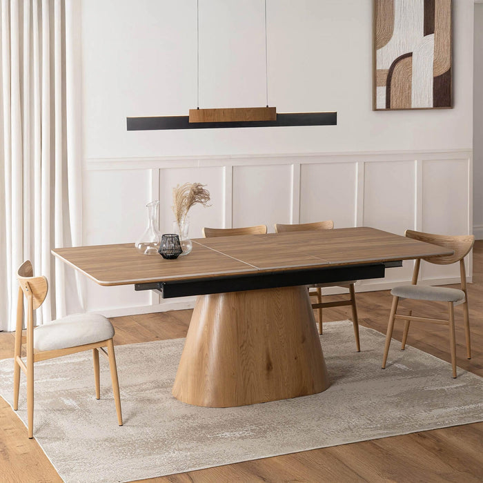 LIZBONA Table à manger extensible en céramique pieds couleur bois clair 160-200 cm – Table à manger – vue 2
