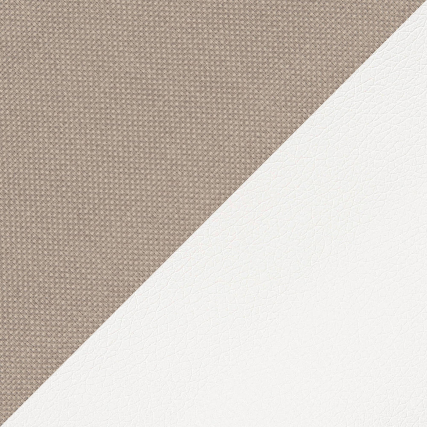 LOHAN Canapé d’angle convertible coffre de rangement en tissu beige et simili blanc – Angle Gauche