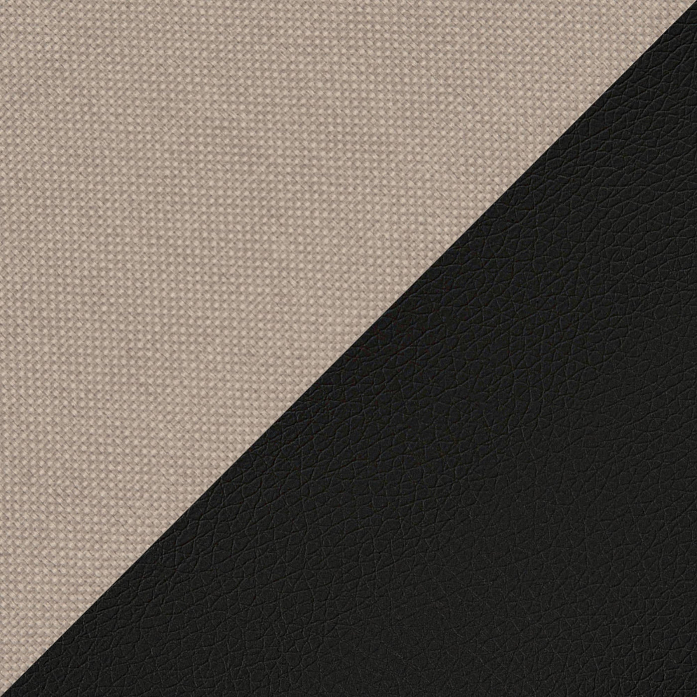 LOHAN Canapé d’angle convertible coffre de rangement en tissu beige et simili noir – Angle Gauche