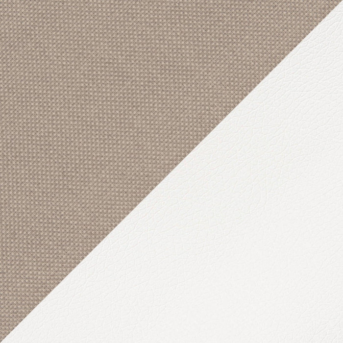 LOHAN Canapé d’angle convertible coffre de rangement en tissu beige et simili blanc - Angle droit