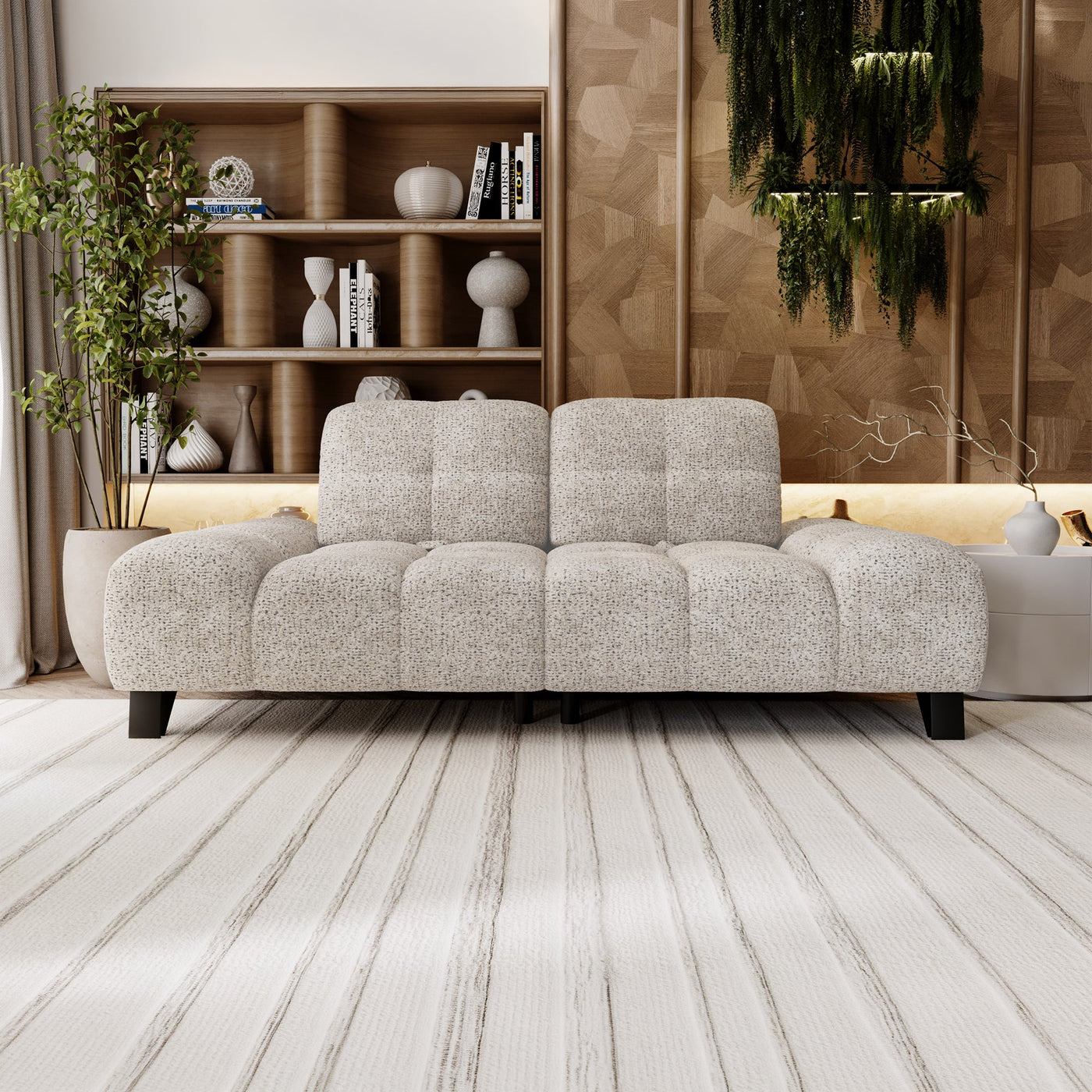 LOREA Canapé 2 places avec dossier amovible en tissu beige - Canapés fixes - Mobilier Deco