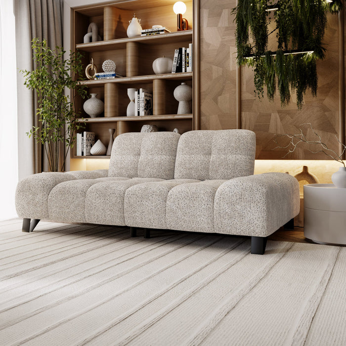 LOREA Canapé 2 places avec dossier amovible en tissu beige