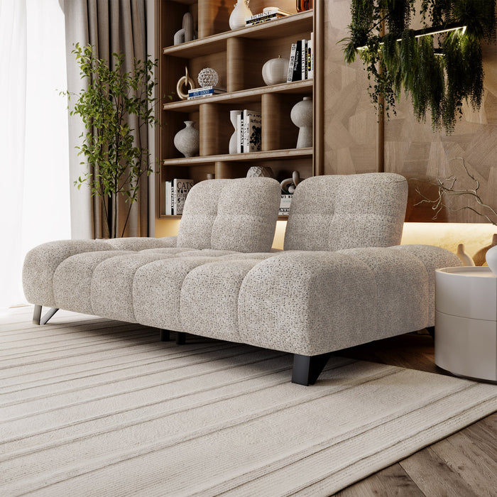 LOREA Canapé 2 places avec dossier amovible en tissu beige