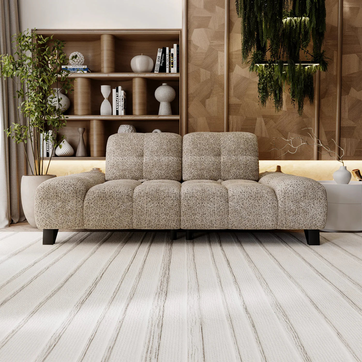 LOREA – Canapés 2 places en tissu texturé avec dossier amovible