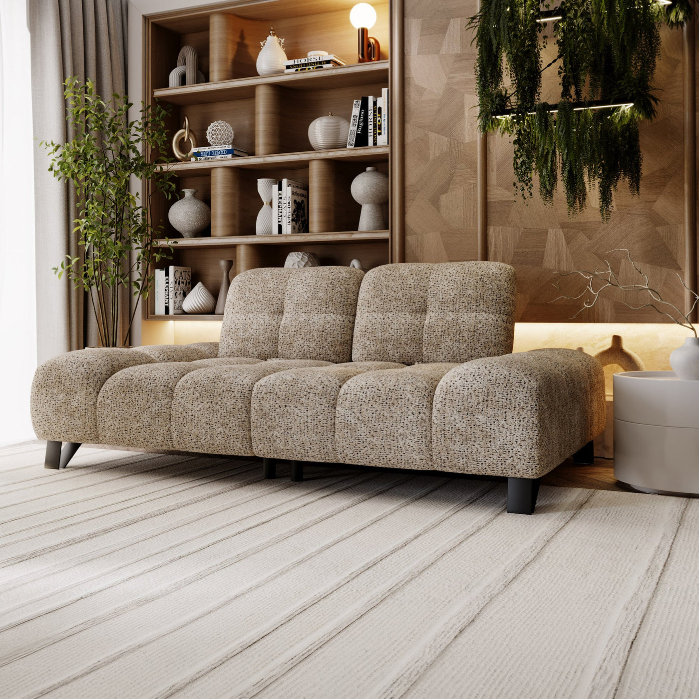 LOREA Canapé 2 places avec dossier amovible en tissu taupe foncé - Canapés fixes - Mobilier Deco