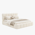 LORY Lit double en tissu bouclette beige avec coffre 160x200 cm