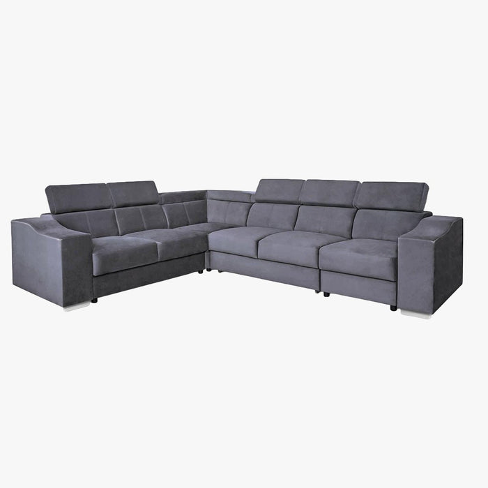 LUCKY Canapé d’angle convertible réversible en tissu velours gris