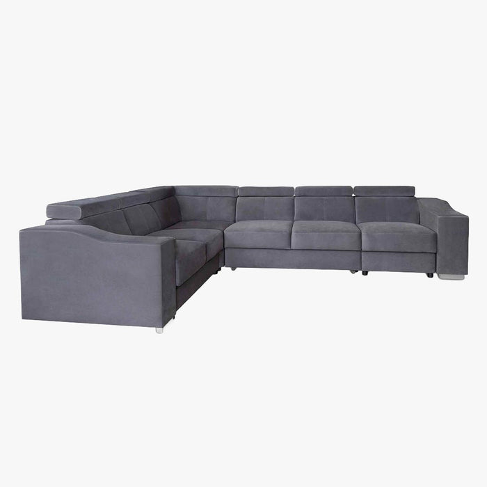 LUCKY Canapé d’angle convertible réversible en tissu velours gris