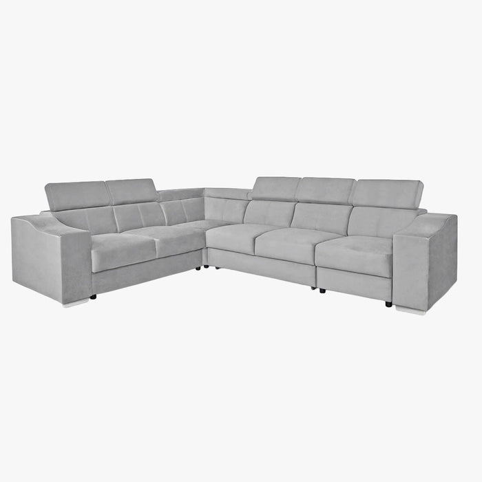 LUCKY Canapé d’angle convertible réversible en tissu velours gris clair