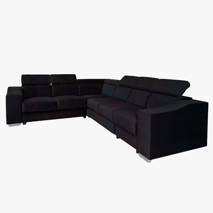 LUCKY Canapé d’angle convertible réversible en tissu velours  noir