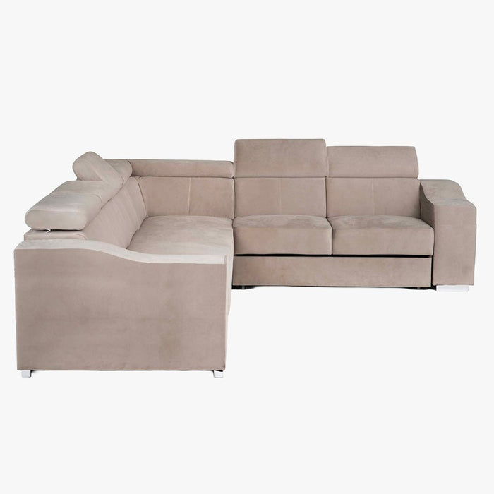 LUCKY Canapé d’angle convertible réversible en velours beige