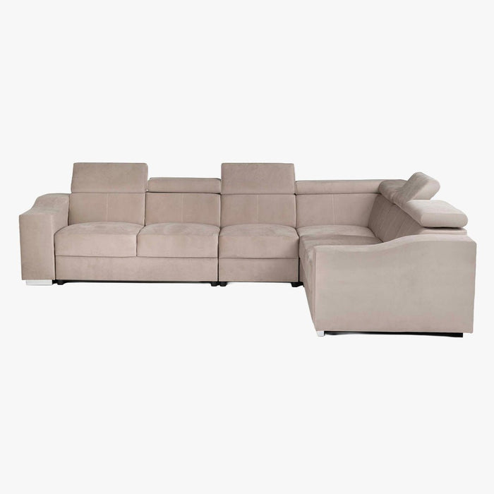 LUCKY Canapé d’angle convertible réversible en velours beige