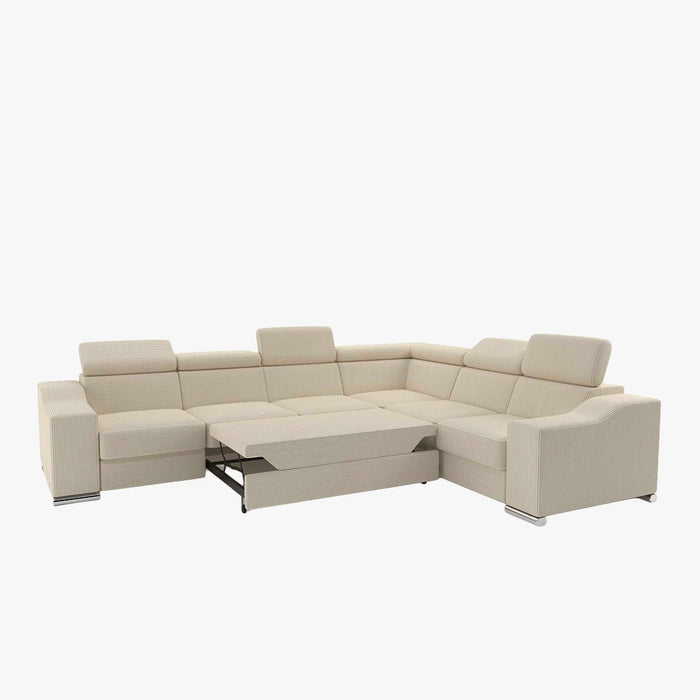 LUCKY COTELÉ Canapé d’angle convertible réversible en velours côtelé beige