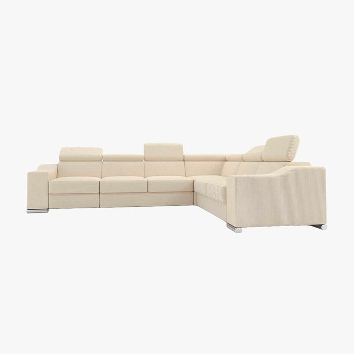 LUCKY COTELÉ Canapé d’angle convertible réversible en velours côtelé beige