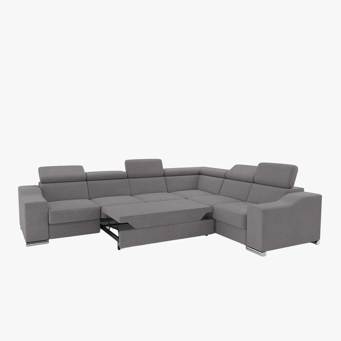 LUCKY COTELÉ Canapé d’angle convertible réversible en velours côtelé gris