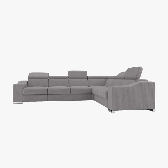 LUCKY COTELÉ Canapé d’angle convertible réversible en velours côtelé gris