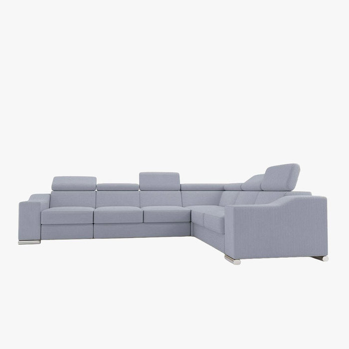 LUCKY COTELÉ Canapé d’angle convertible réversible en velours côtelé gris clair