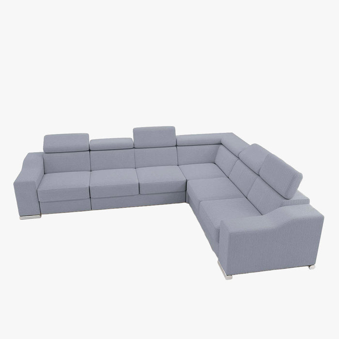 LUCKY COTELÉ Canapé d’angle convertible réversible en velours côtelé gris clair