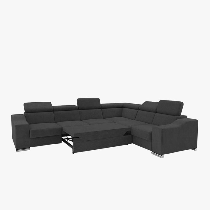 LUCKY COTELÉ Canapé d’angle convertible réversible en velours côtelé gris foncé