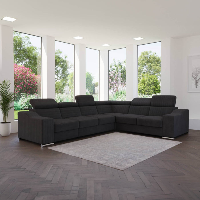 LUCKY COTELÉ Canapé d’angle convertible réversible en velours côtelé gris foncé