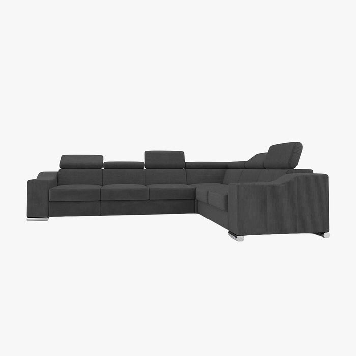 LUCKY COTELÉ Canapé d’angle convertible réversible en velours côtelé gris foncé