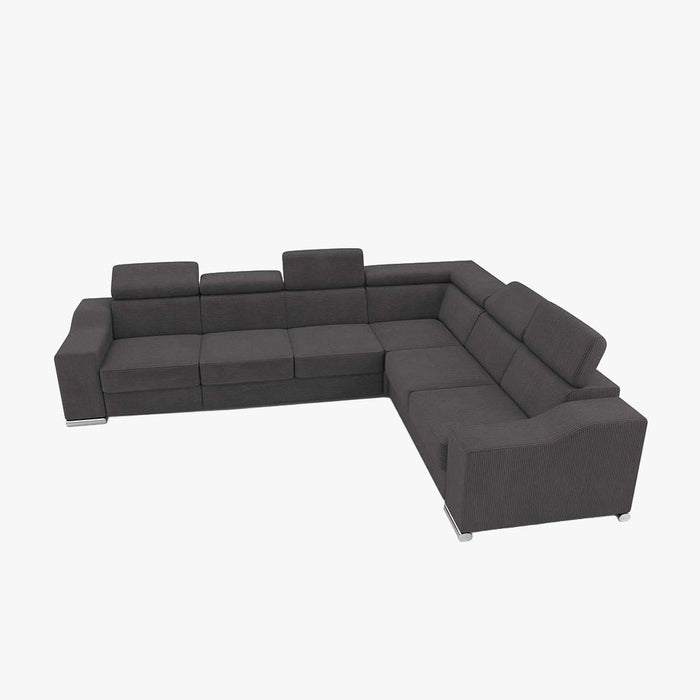 LUCKY COTELÉ Canapé d’angle convertible réversible en velours côtelé gris foncé