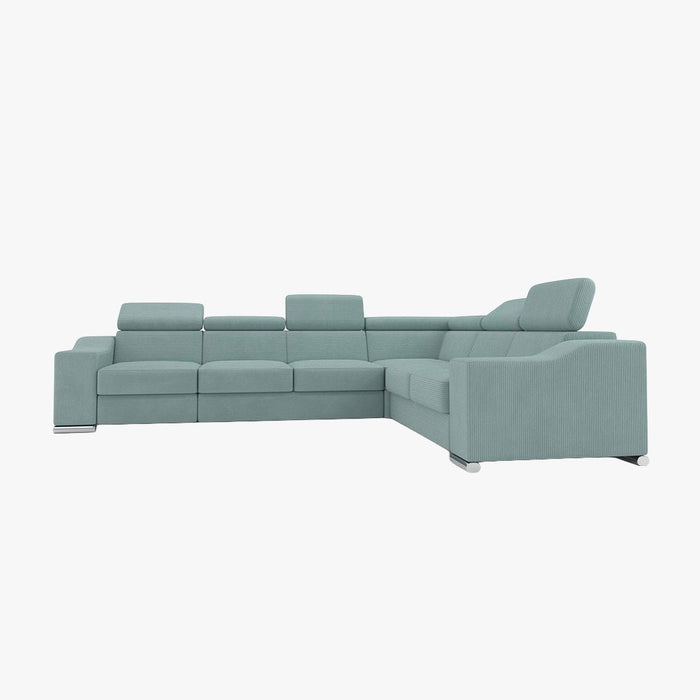 LUCKY COTELÉ Canapé d’angle convertible réversible en velours côtelé vert d'eau