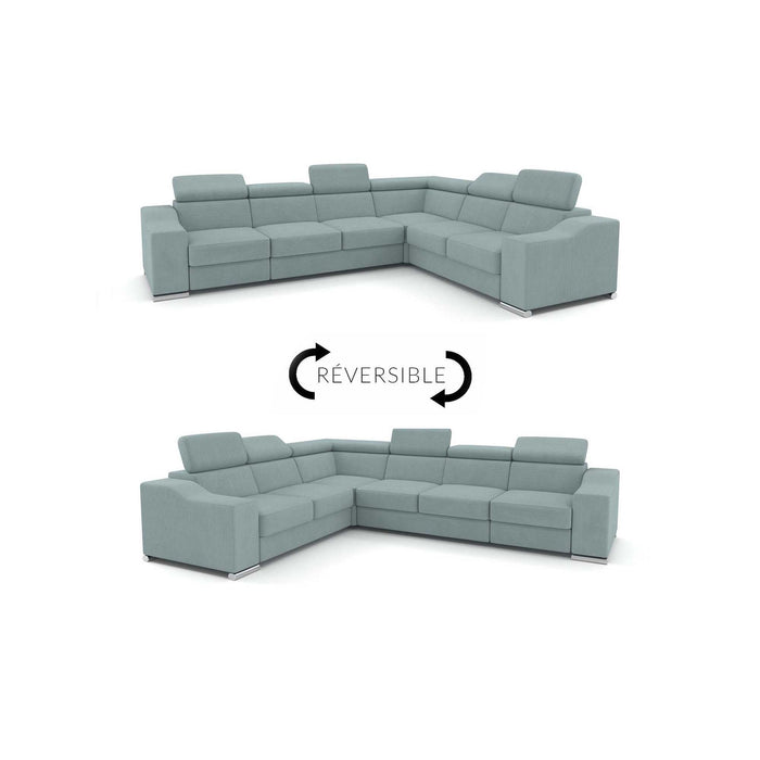 LUCKY COTELÉ Canapé d’angle convertible réversible en velours côtelé vert d'eau