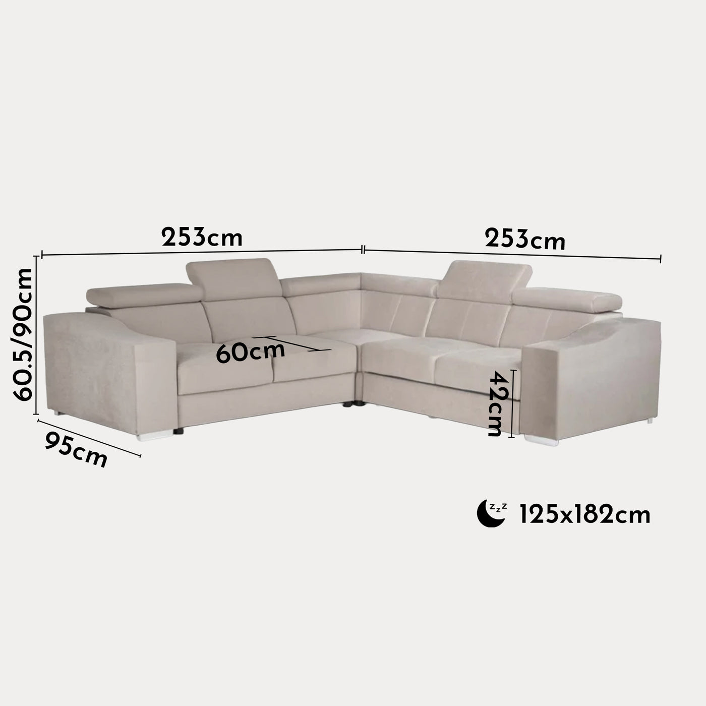 LUCKY MINI Canapé d’angle convertible réversible en velours beige