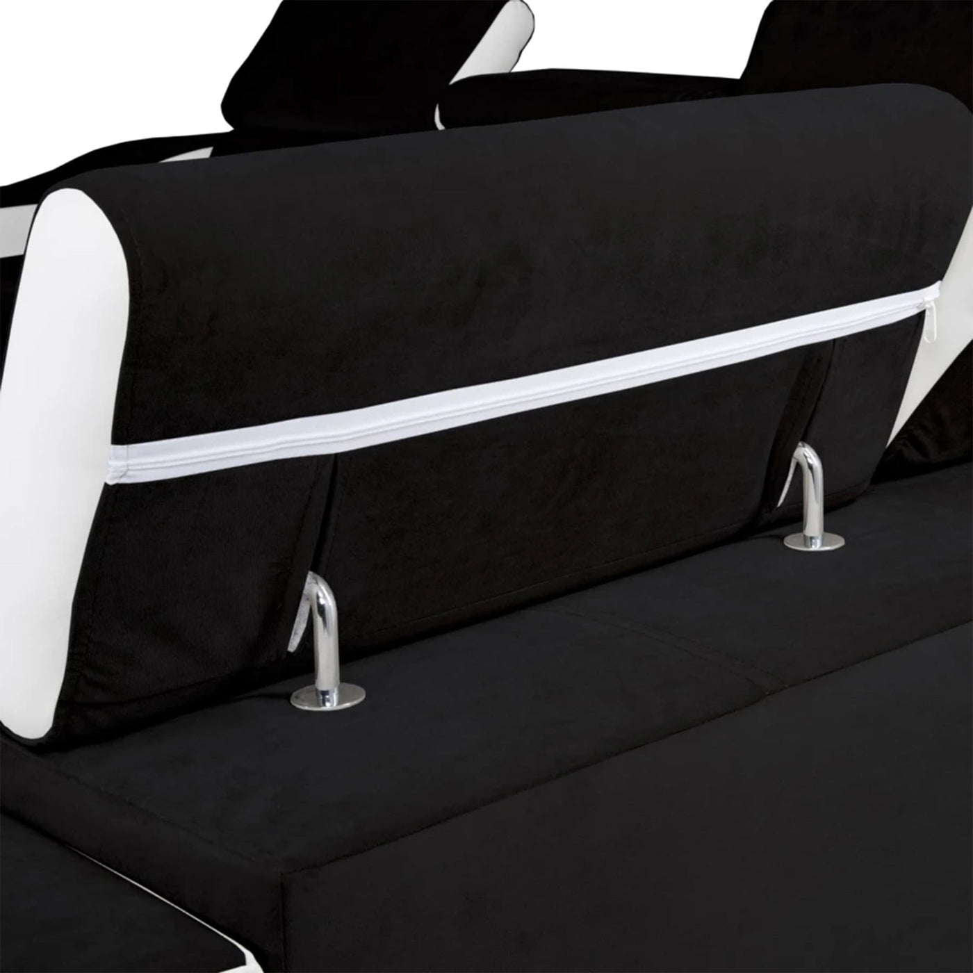 LUCKY MINI Canapé d’angle convertible réversible en velours noir et simili blanc