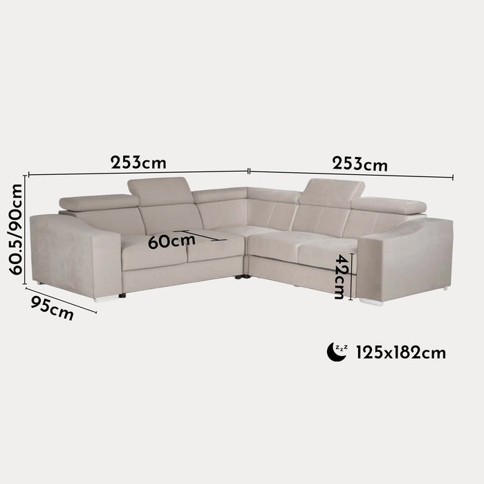 LUCKY MINI Canapé d’angle convertible réversible en velours beige