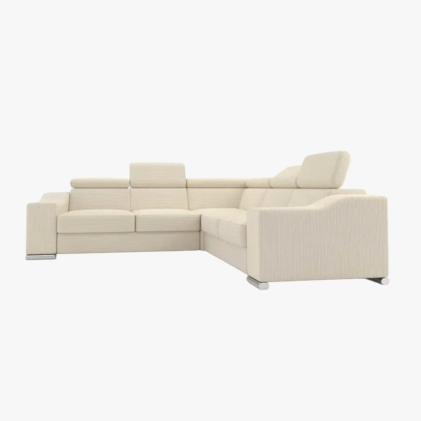 LUCKY MINI Canapé d’angle convertible réversible en velours côtelé beige - Canapé d'angle convertible - Mobilier Deco