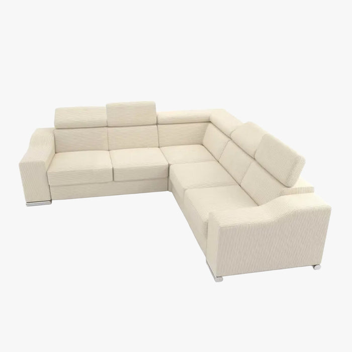 LUCKY MINI Canapé d’angle convertible réversible en velours côtelé beige